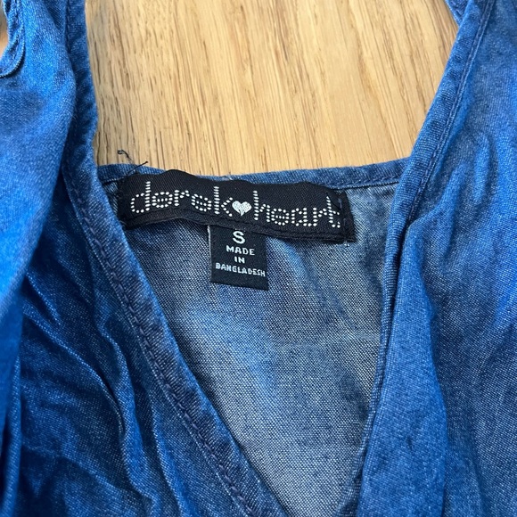 Women’s size S denim mini dress with fringe detail and zipper back. - Picture 3 of 3